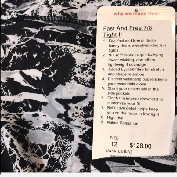RESERVED Lululemon Fast And Free 7/8 Tight II NWT - Picture 5 of 8
